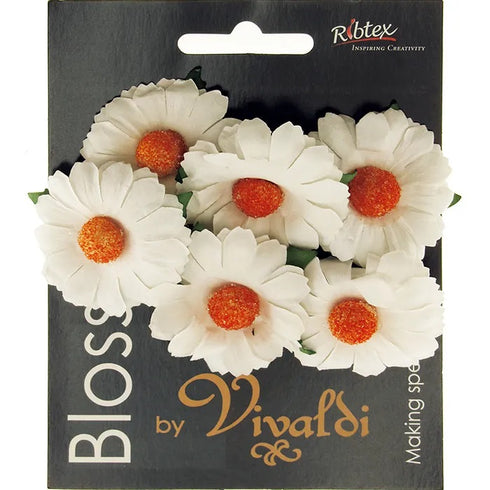 4cm Paper Daisy Flowers with Leaf